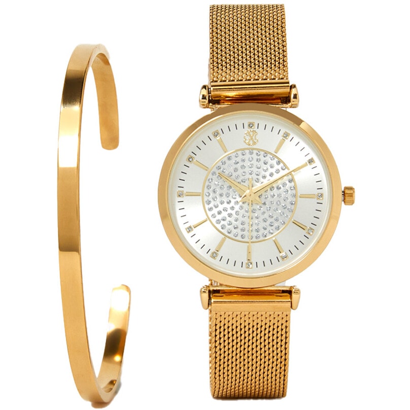 Montre à quartz en acier inoxydable   bracelet - Doré