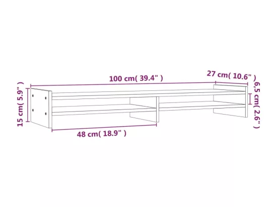 Support de moniteur Marron miel 100x27x15 cm Bois de pin solide