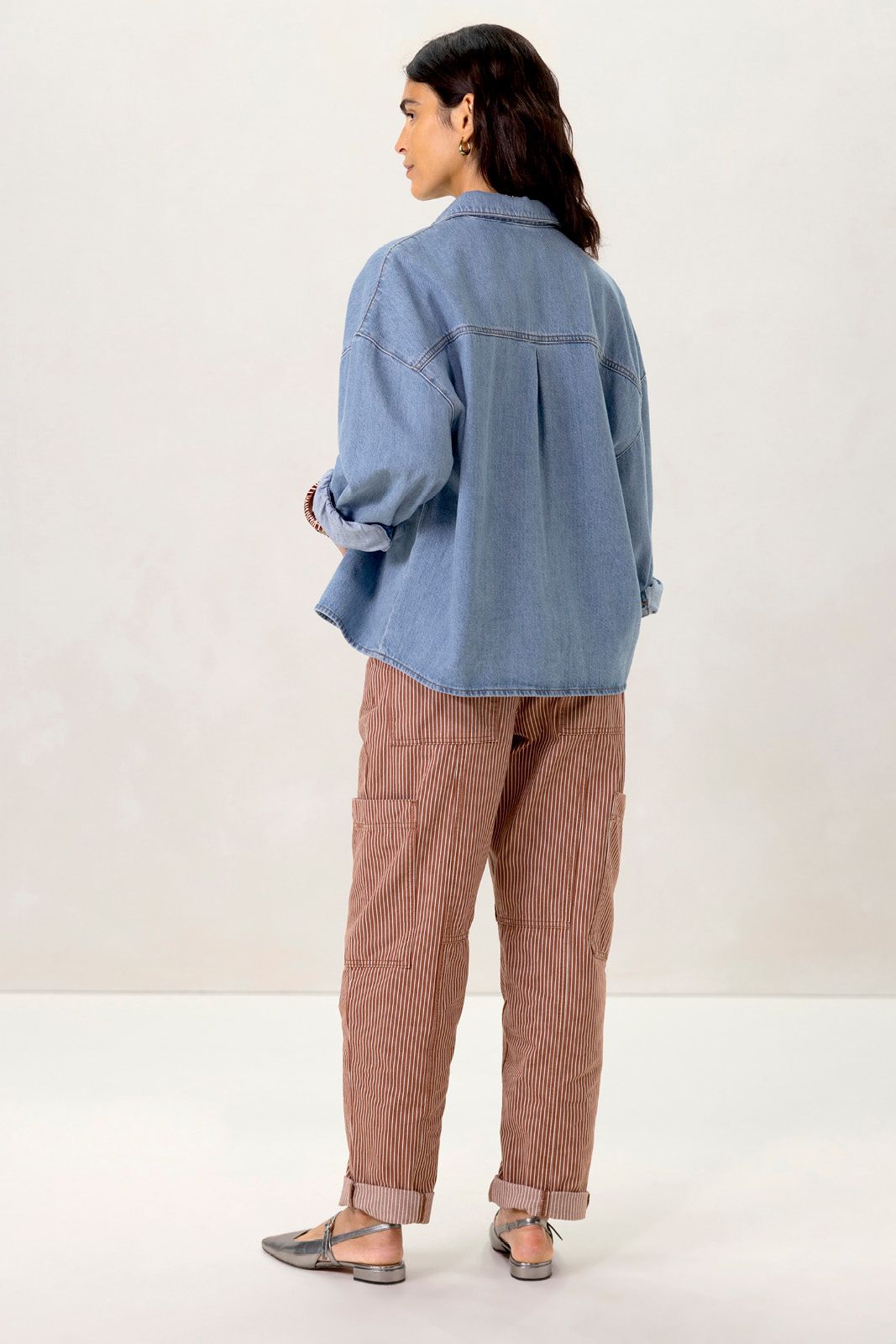 Lichtblauwe denim blouse