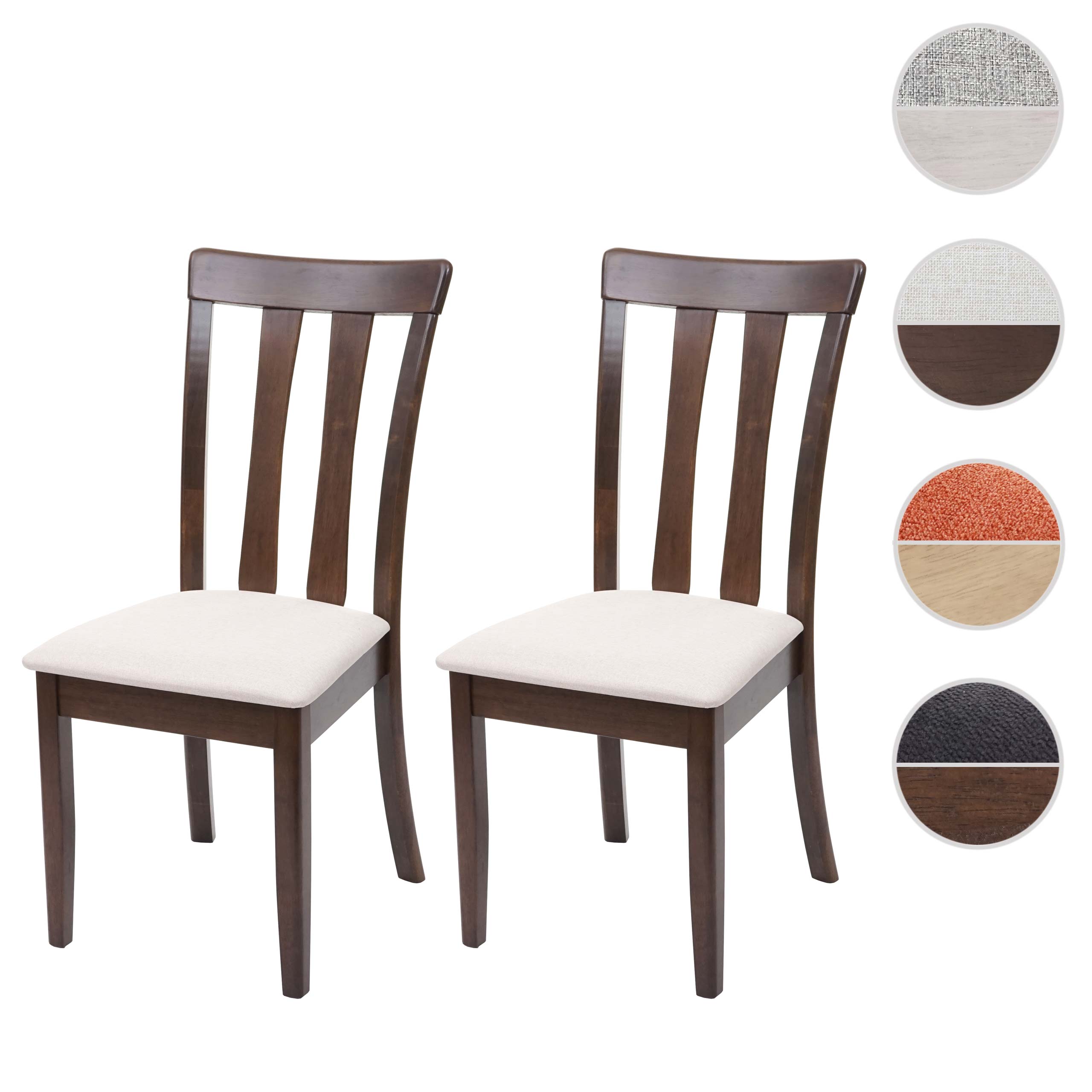 2er-Set Esszimmerstuhl MCW-G46, Küchenstuhl Stuhl, Stoff/Textil Massiv-Holz ~ dunkles Gestell, beige