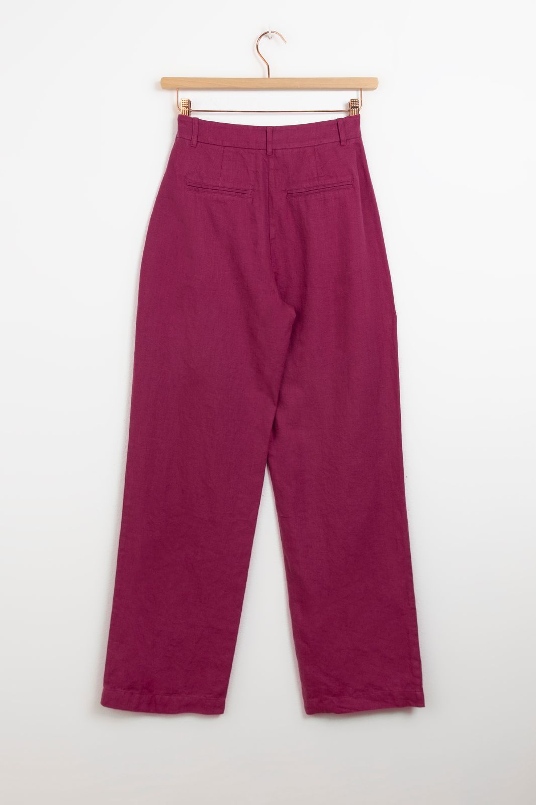 Paarse wide leg linnen pantalon