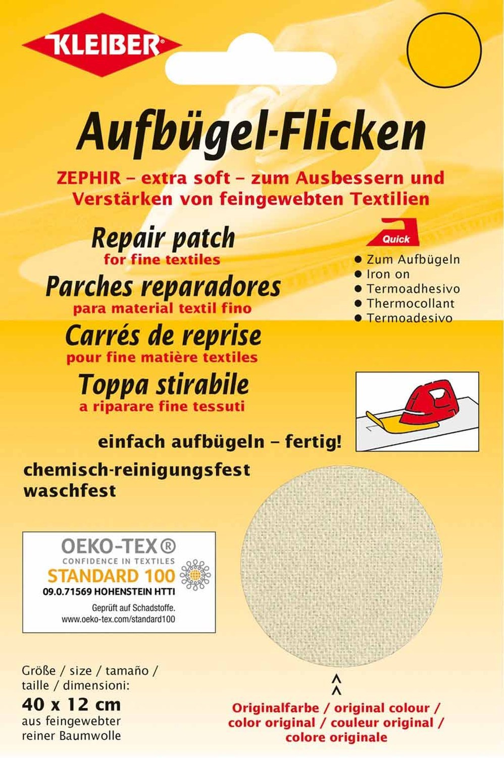 Bügelflicken - creme - Baumwolle - 40x12 cm