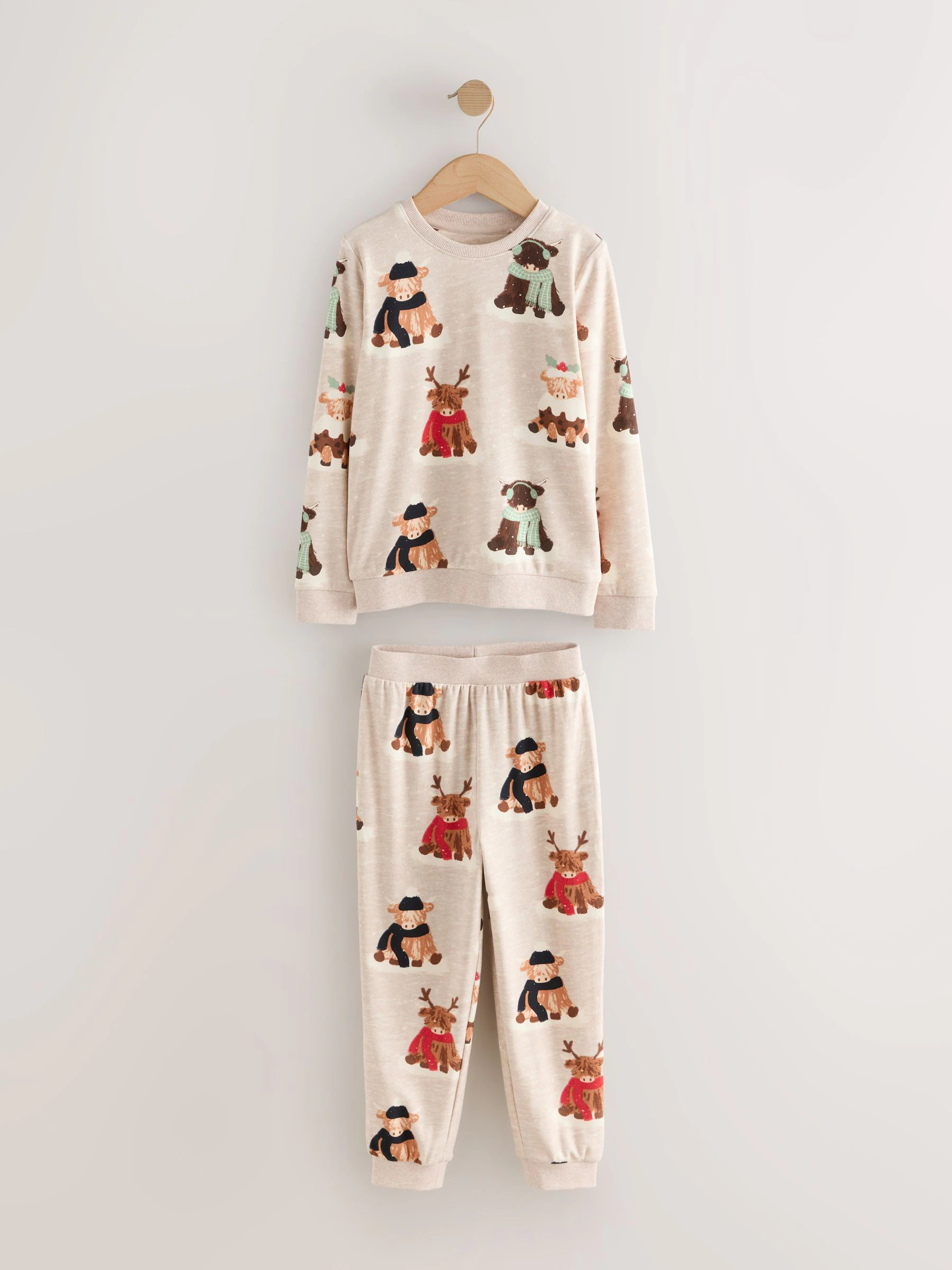 Havermout Hamish The Highland Cow - Matching Family Kerstmis Behaaglijke Pyjama's met Lange Mouwen (9mnd-16jr)