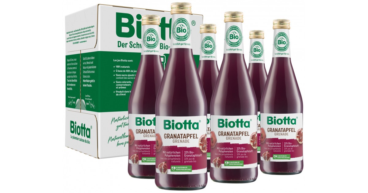 BIOTTA Granatapfel<br>6 × 5 dl, Flasche, Bio