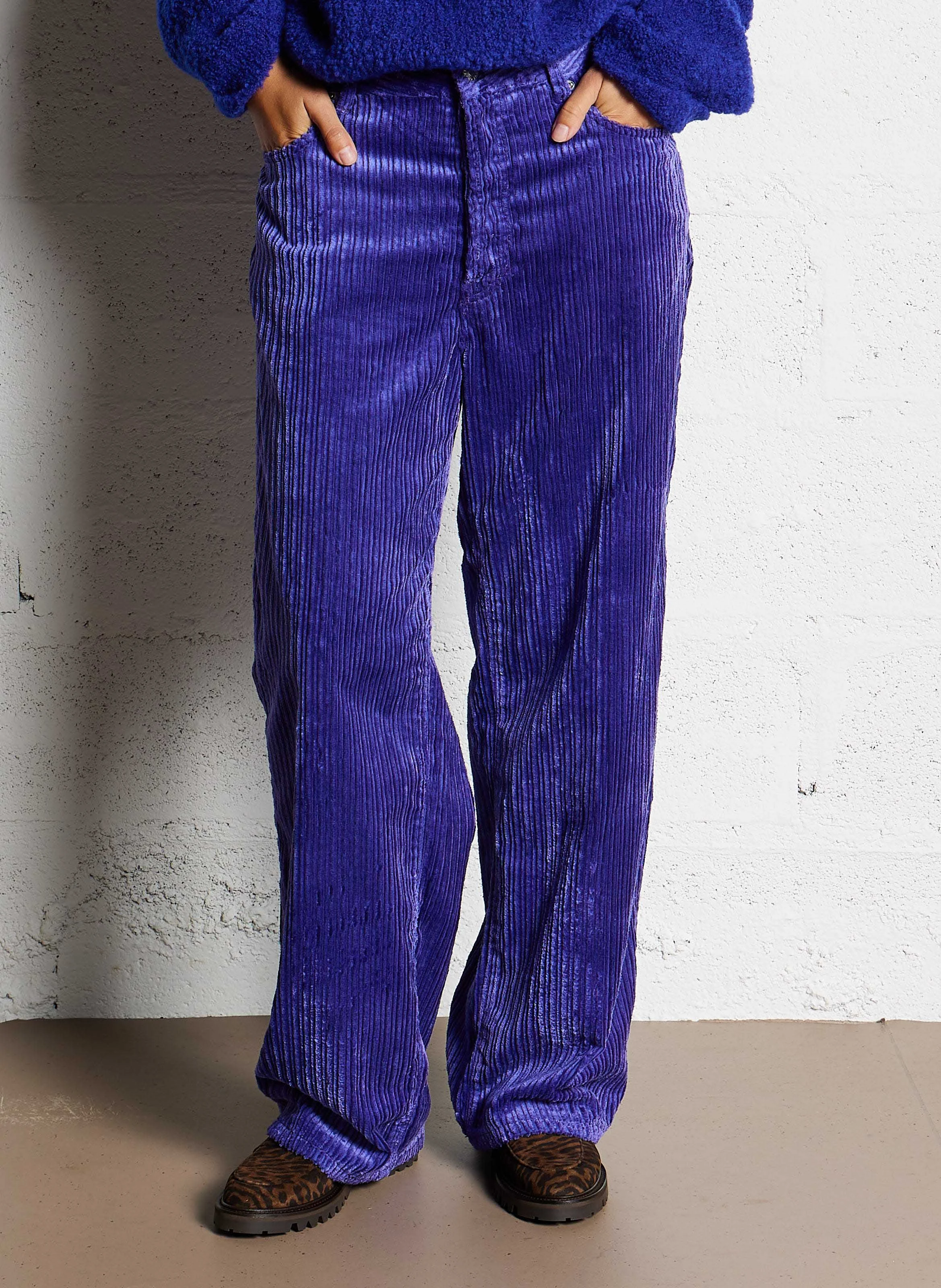 PATY - Pantalon droit en coton mélangé | Violet