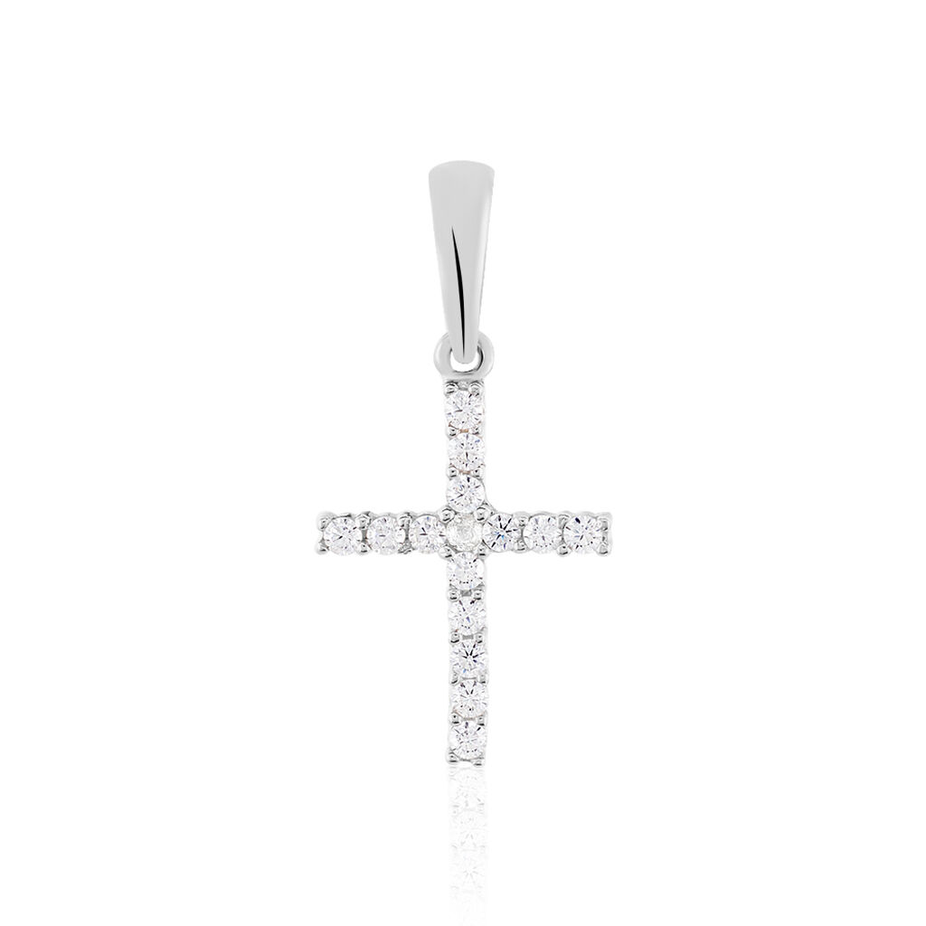 Pendentif Canice Croix Or Blanc Oxyde De Zirconium
