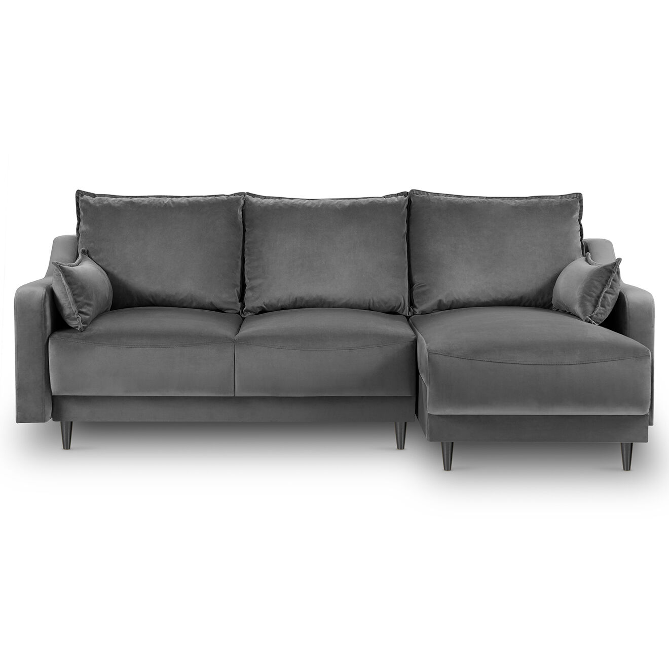Mazzini Sofas Canapé d'angle Réversible Convertible avec Coffre en Velours Freesia gris clair - 220x150x90 cm