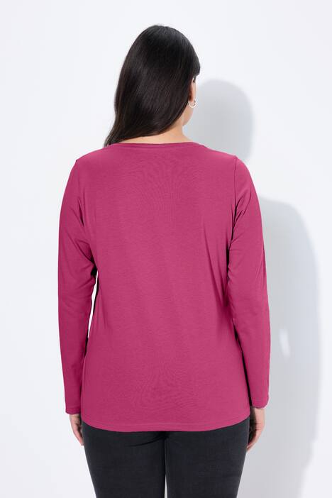 Shirt, Slim, V-Ausschnitt, Langarm, Sommerbeere