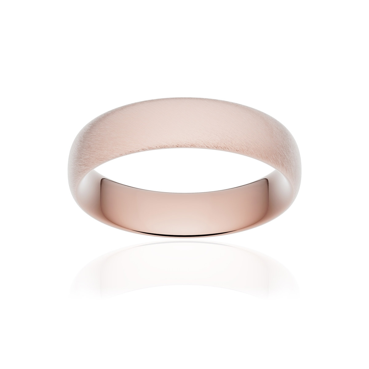Alliance or 375 rose givré ruban confort 5,5mm