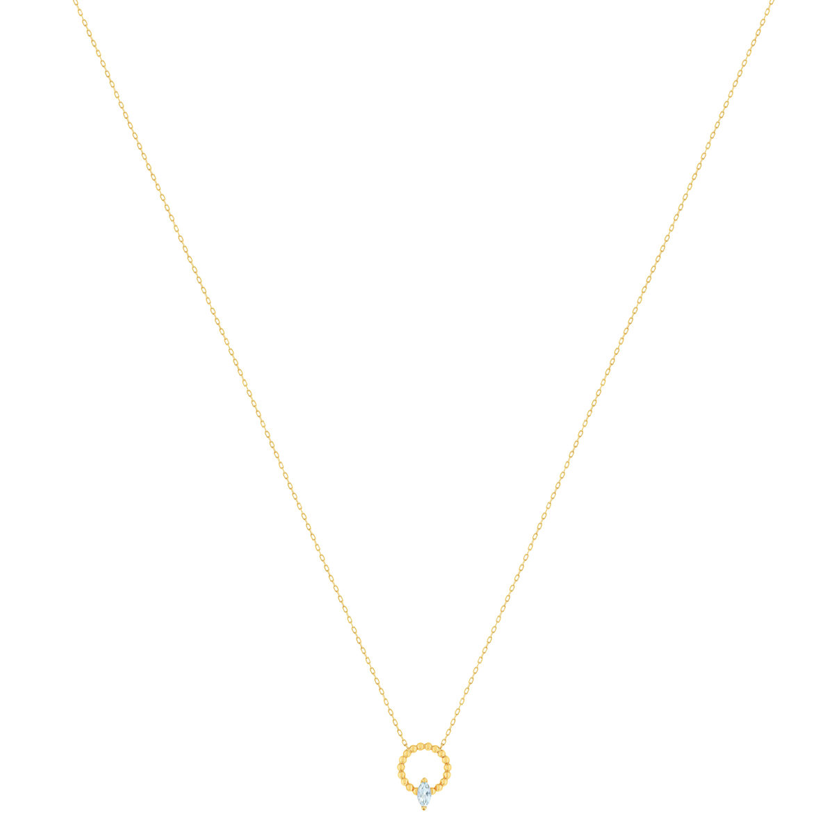Collier or 375 jaune topaze bleue 43 cm