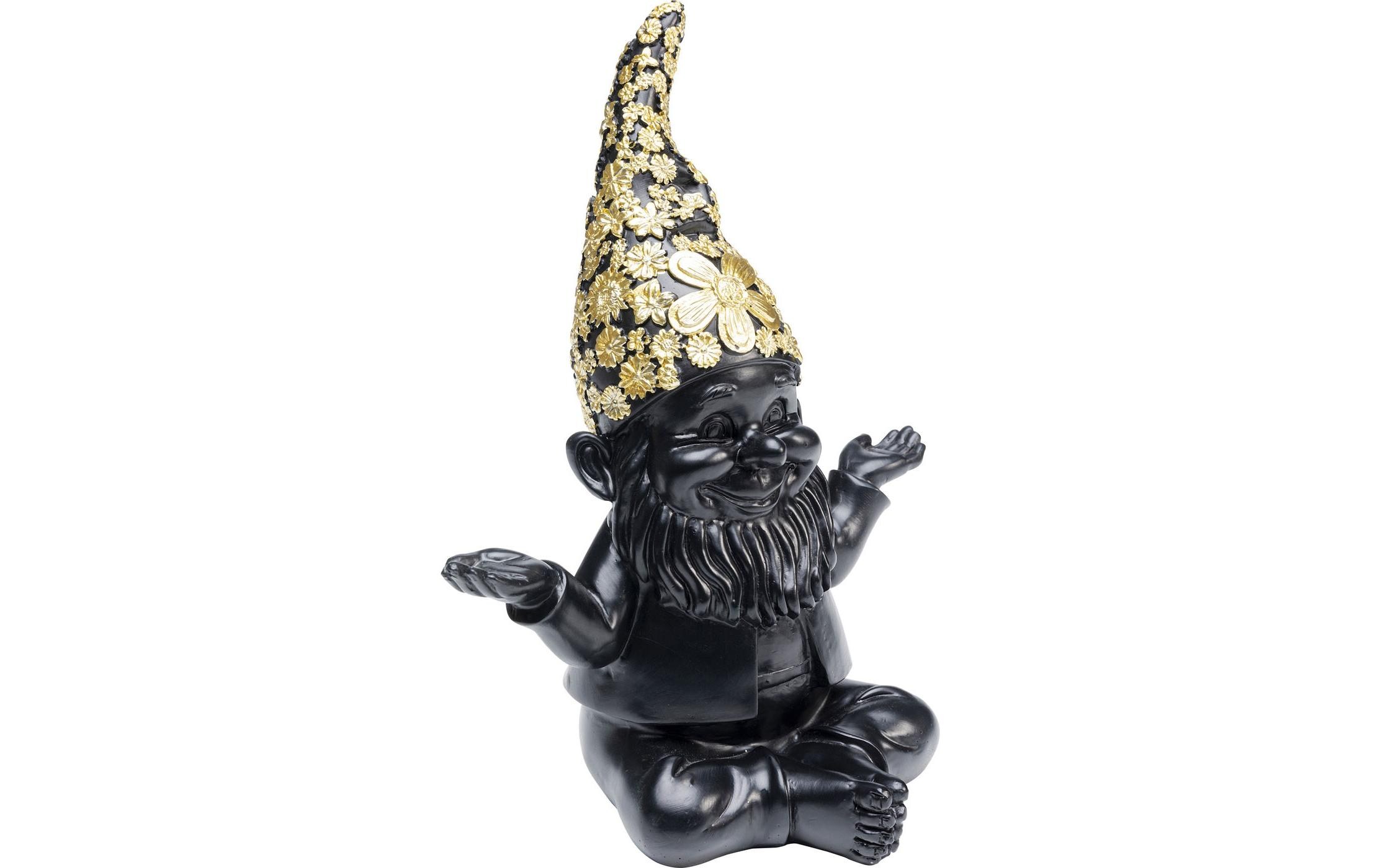 Dekofigur Zwerg Meditation Schwarz/GoldDeko Figur