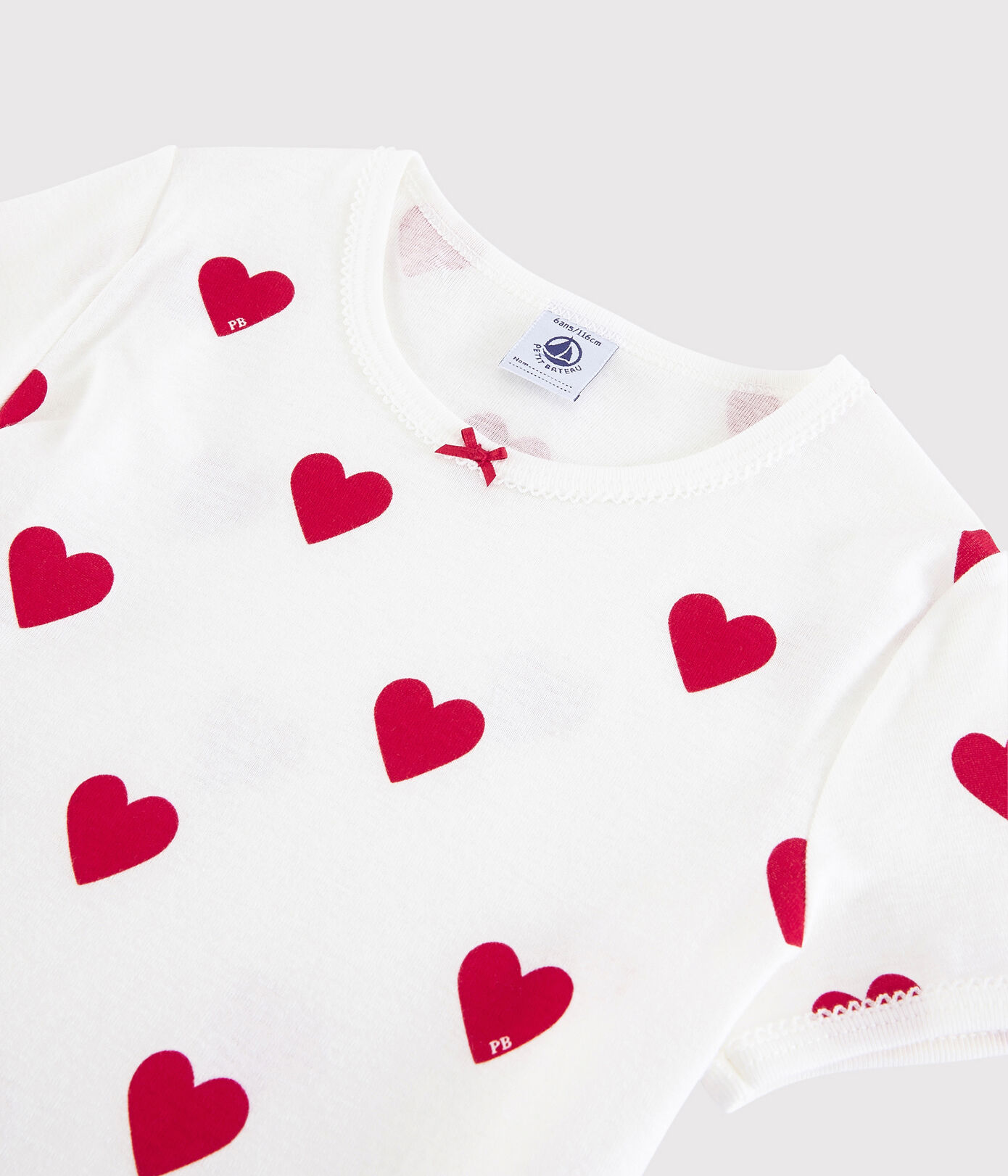 Pyjacourt cœur petite fille en coton