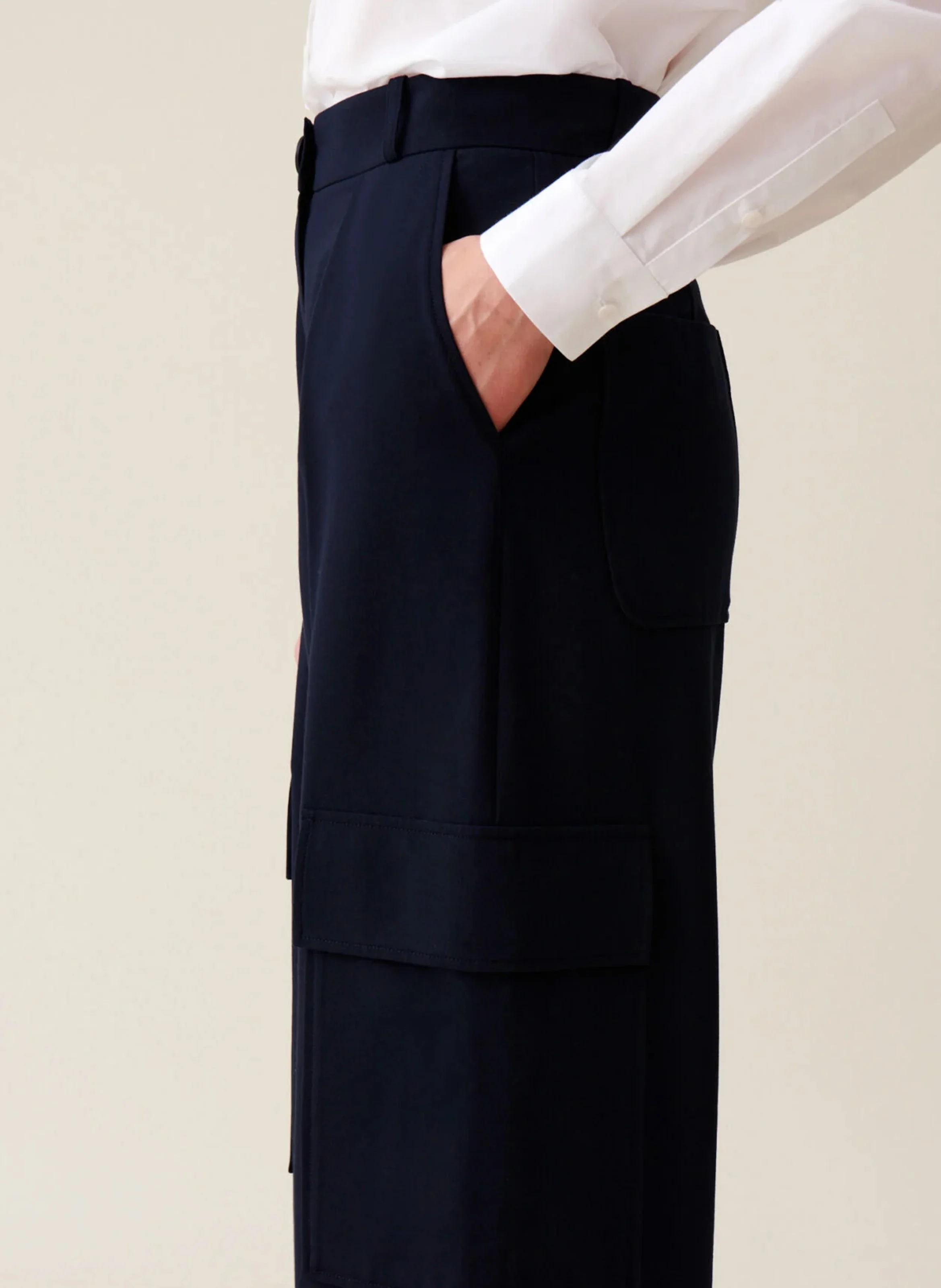 Pantalon droit taille haute | Bleu