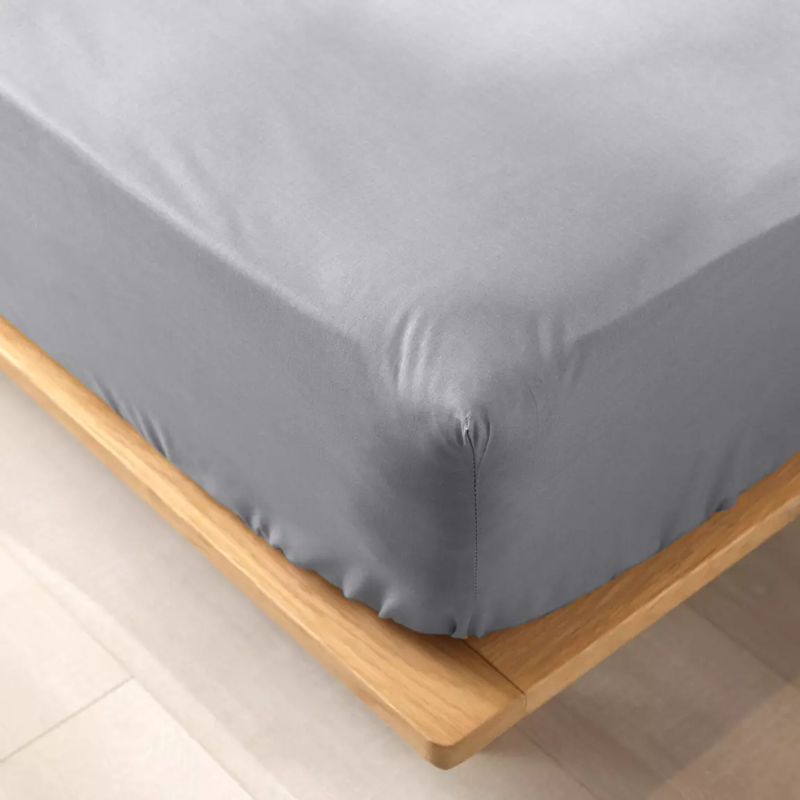 Drap housse coton bio (90 x 190 cm) Biolina Gris