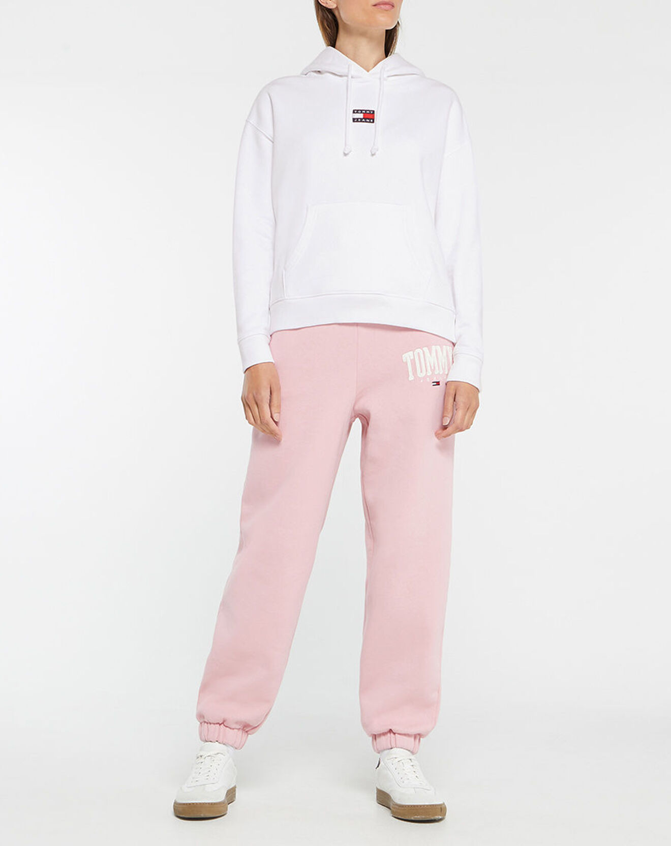 Tommy Jeans Sweat en Coton Bio mélangé Center Badge blanc