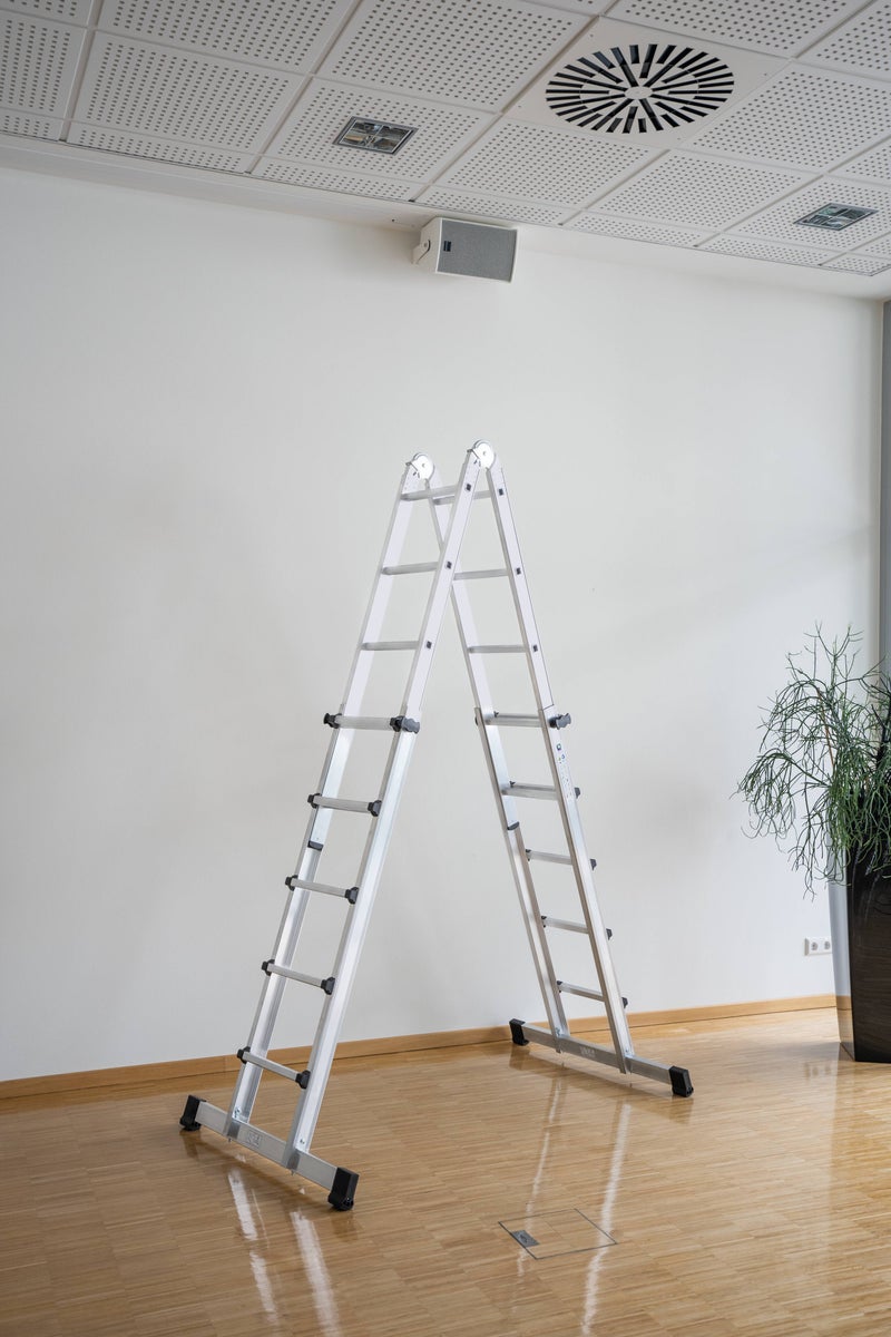 PROREGAL 4-delige telescopische ladder met dwarsbalk, 4 x 3 sporten