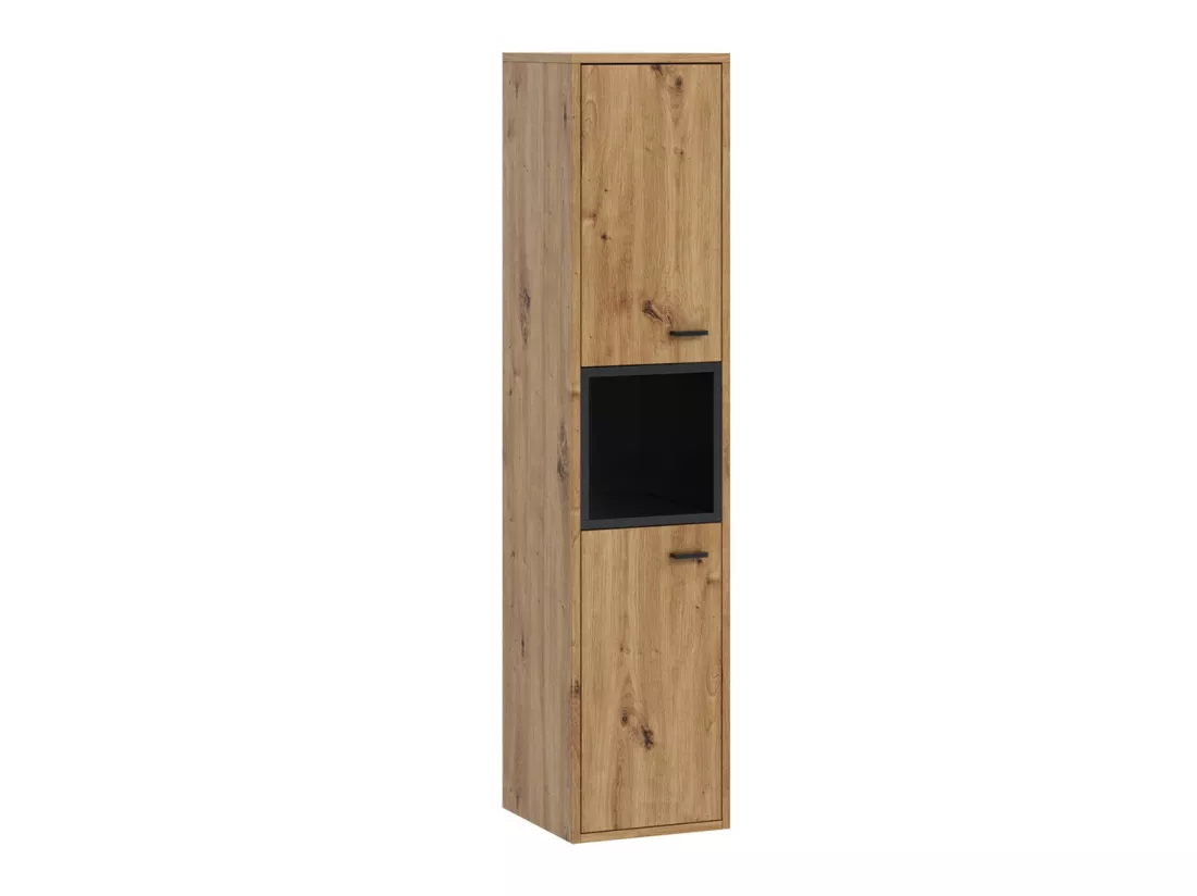 Armoire de toilette murale Baltesi 117, Chêne Artisan|Noir, À suspendre, 133x30x30cm