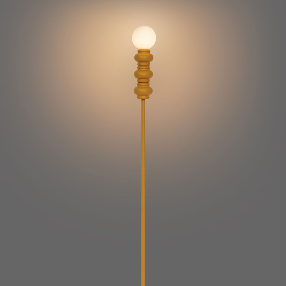 Retro vloerlamp okergeel met mat glas - Fedde