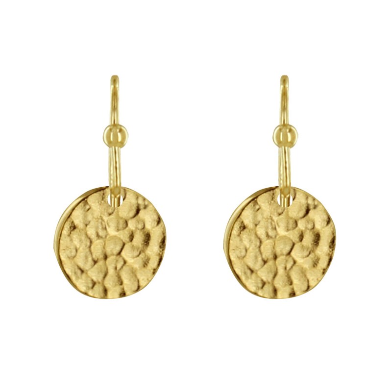 Boucles d'Oreilles Plaqué Or Pastilles Martelées