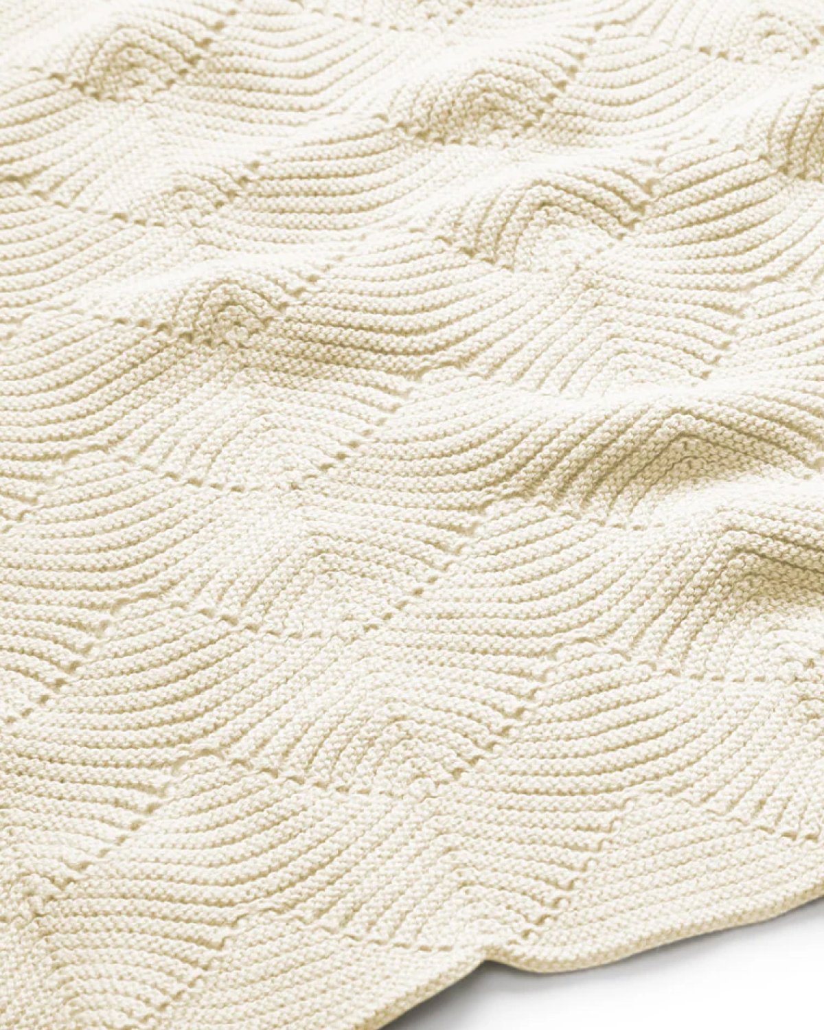 Babyteppe – 80×100 – Strikket Øko Bomull | Scallop Knit Blanket, Cream, Cream, Cream, Cream, Cream