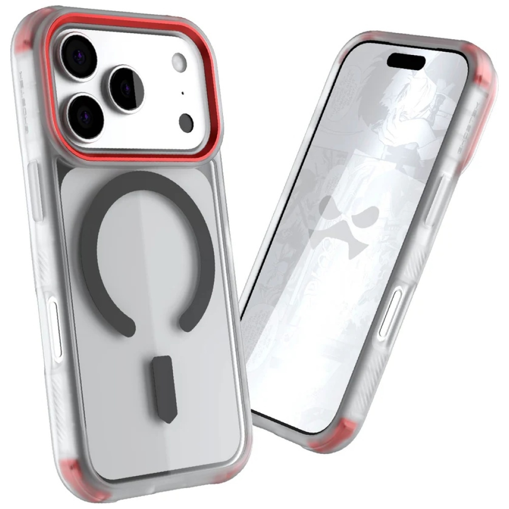 iPhone 17 Pro MagSafe Hardcase Schutzhülle (GHOCAS4218) - Transparent / Rot