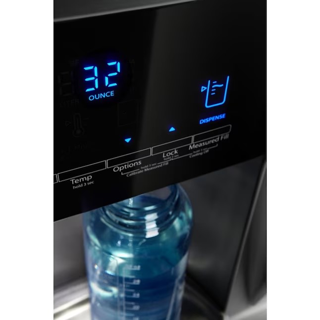 Refrigerador Whirlpool de 24,5 pés cúbicos com 4 portas e sistema French Door, com máquina de gelo (aço inoxidável resistente a impressões digitais) e certificação ENERGY STAR.