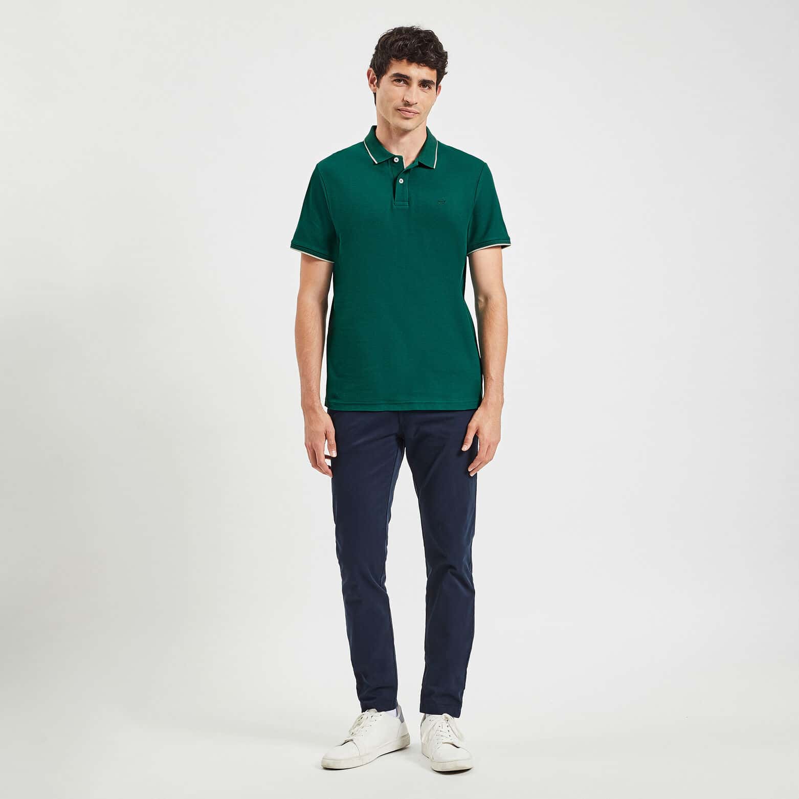 Polo manches courtes uni coton piqué Vert