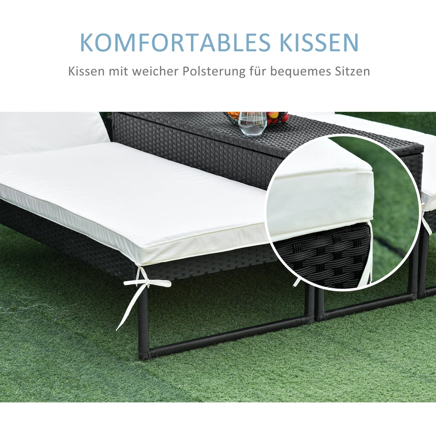 Outsunny Möbelsets mit Sitzkissen weiß, schwarz