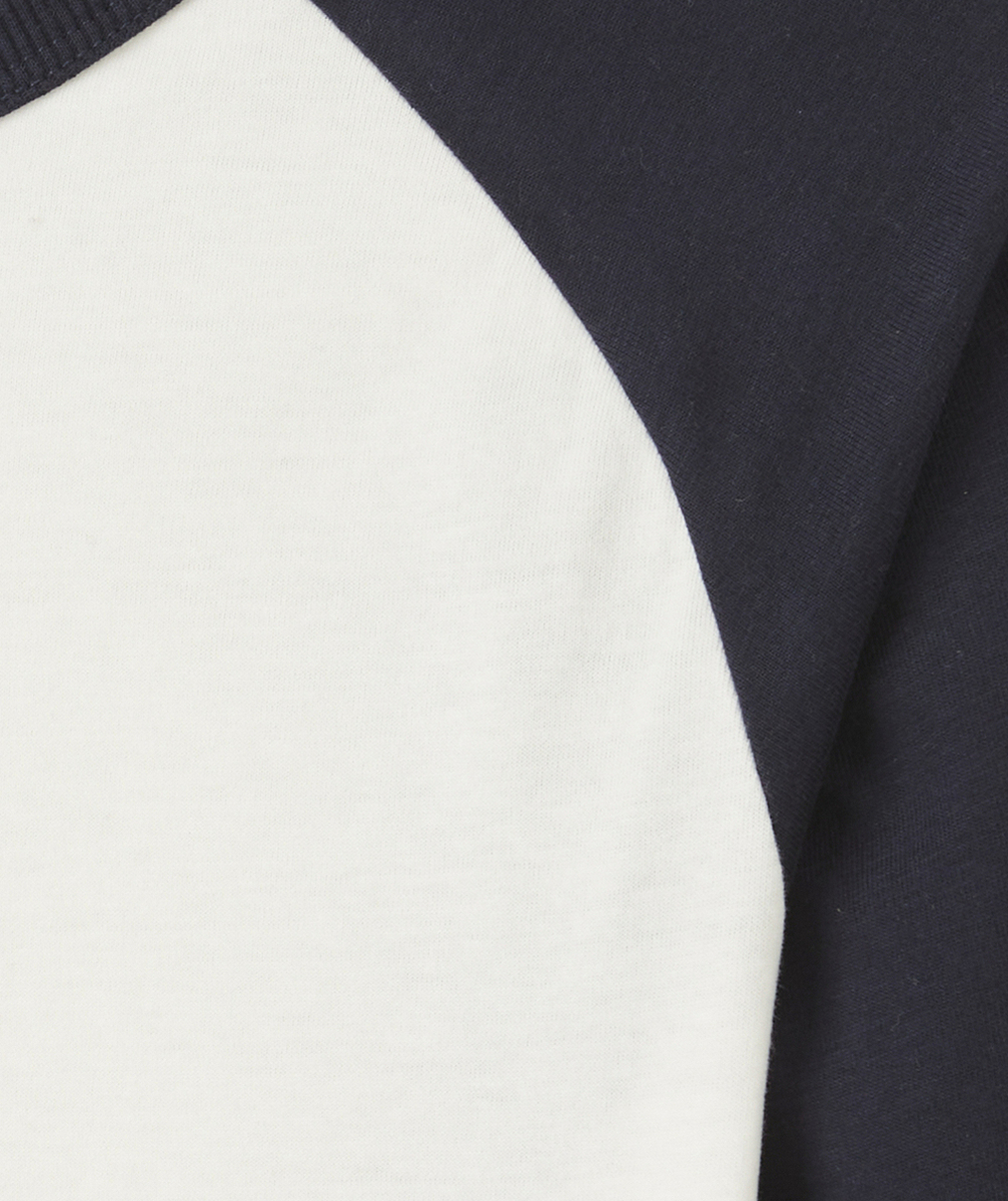 T-SHIRT GARÇON EN COTON BIOLOGIQUE BICOLORE BLANC ET BLEU MARINE