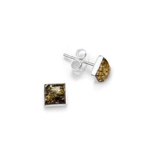 Clous d'oreilles en ambre vert