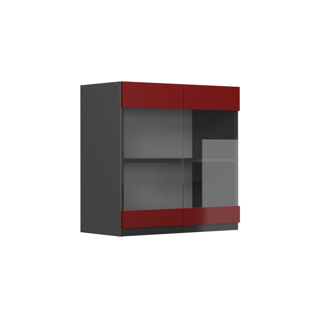 Vicco Glashängeschrank Küchenschrank Küchenmöbel R-Line J-Shape Anthrazit Rot 60 cm modern