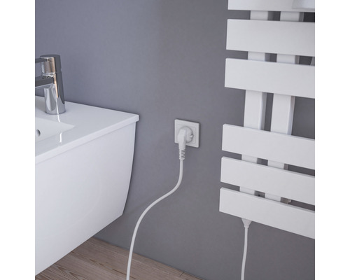 SCHULTE Breda elektrische handdoekwarmer, verwarmingselement links, 50 x 106 cm, 600 W, met Schuko-stekker, wit