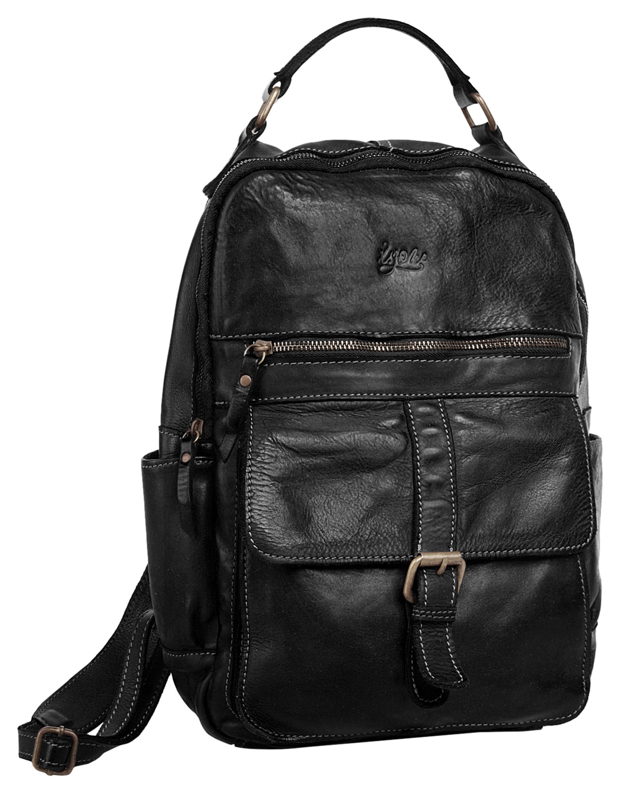 X-Zone Laptoprucksack echt Leder, Made in Italy