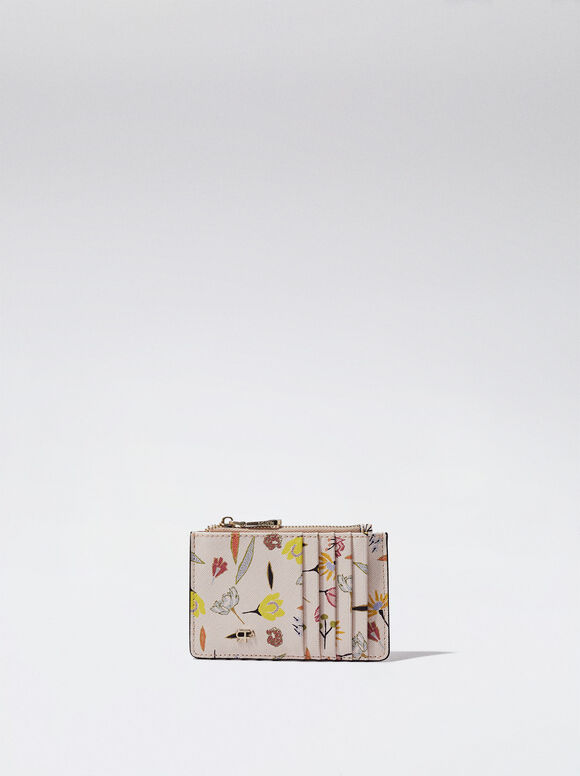 Tarjetero Estampado Floral - Bege