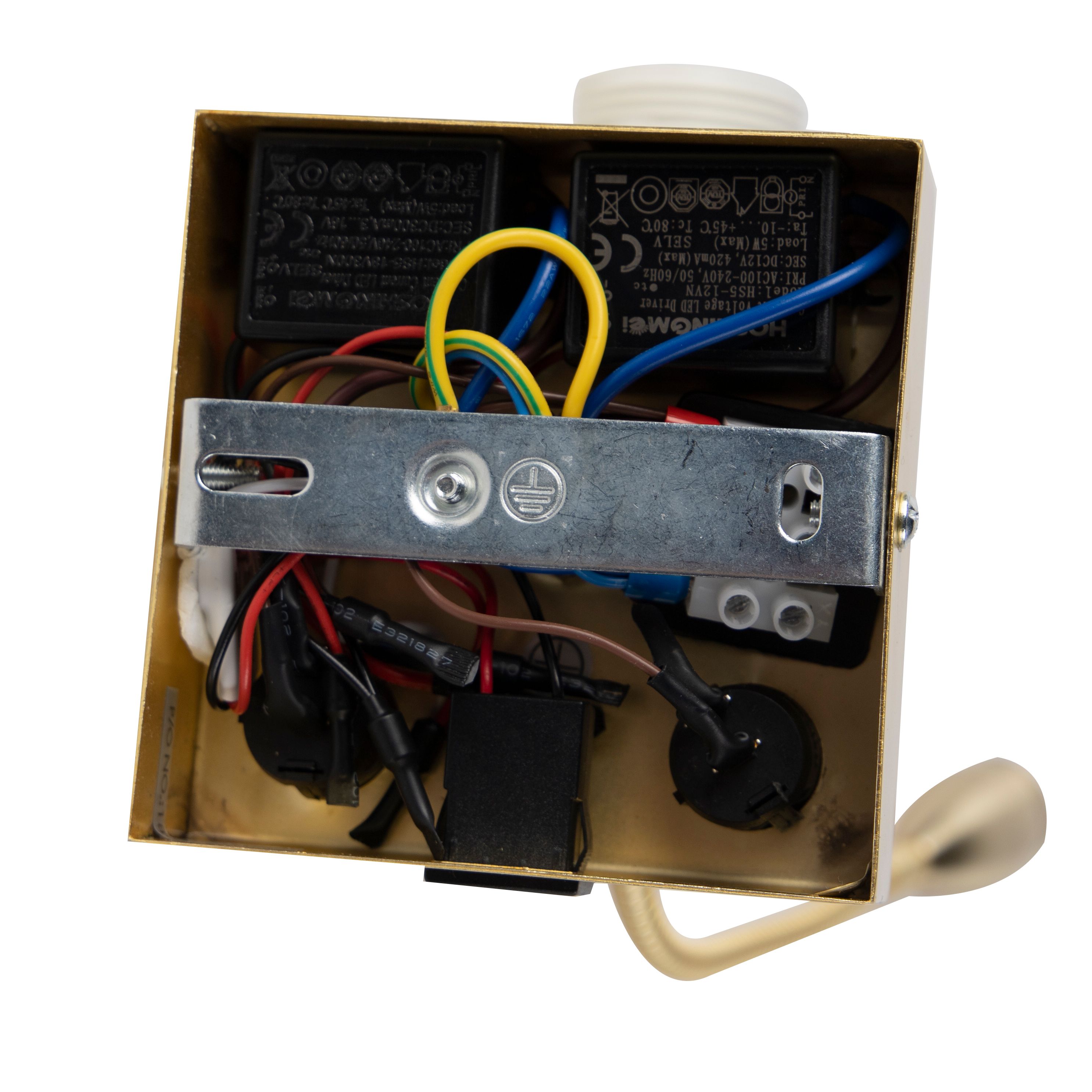Art deco wandlamp goud met USB en zwarte kap - Brescia