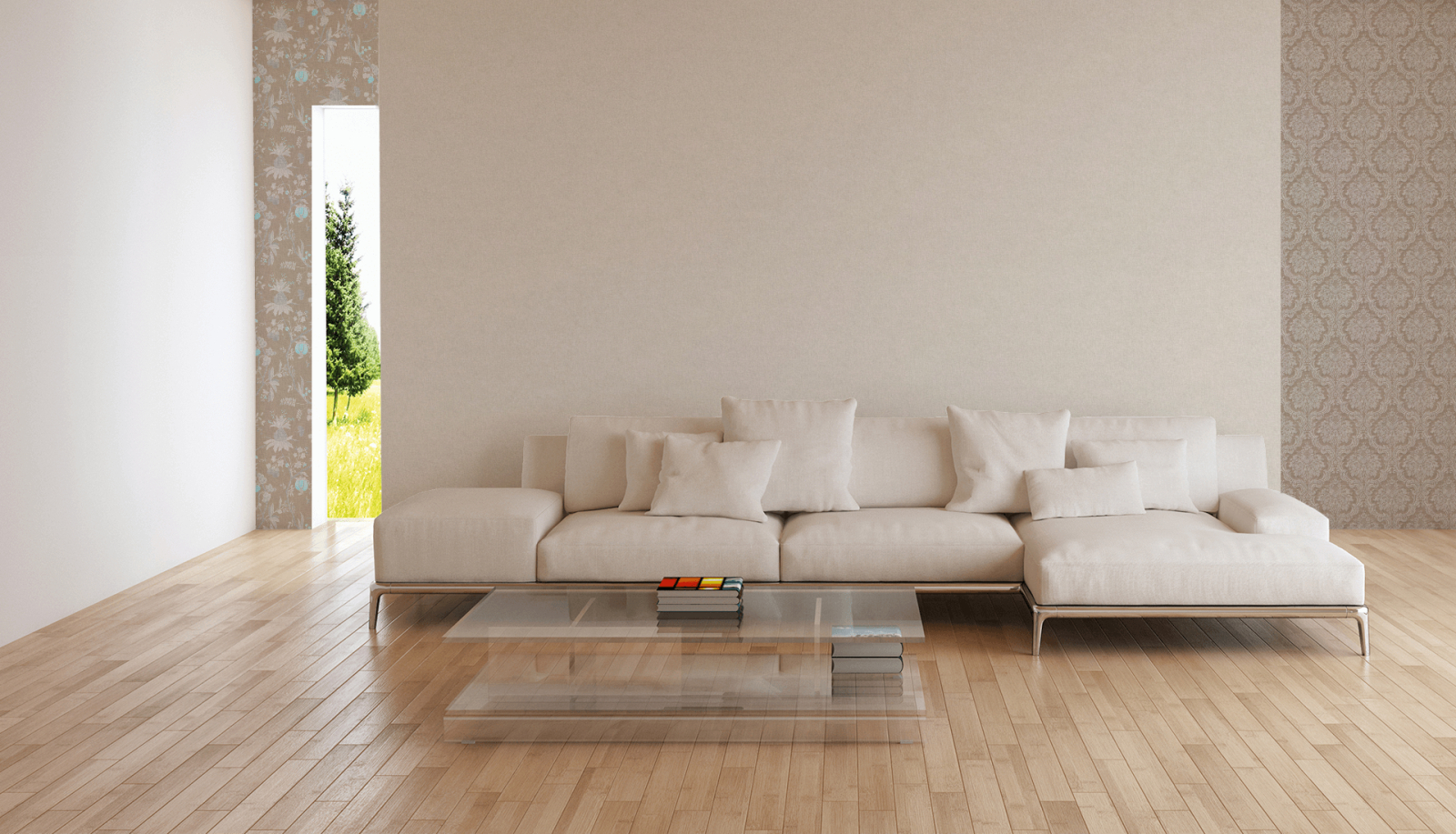 Vliestapete PARADISE GARDEN - grau-beige - 10 Meter