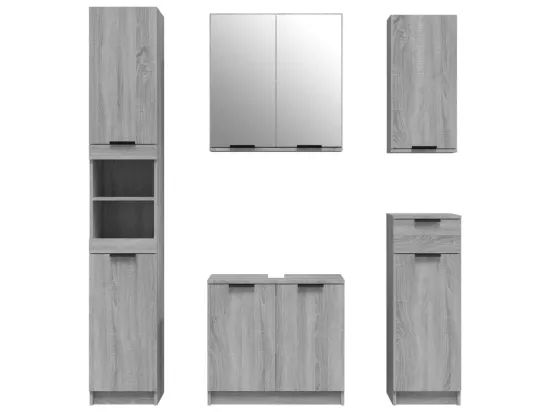Meubles de salle de bain 5 pcs Sonoma gris Bois d'ingénierie
