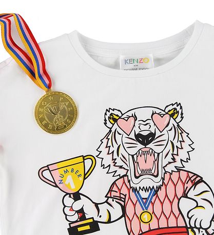 Kenzo T-Shirt - Exclusive Edition - Weiß/Pink m. Medaille