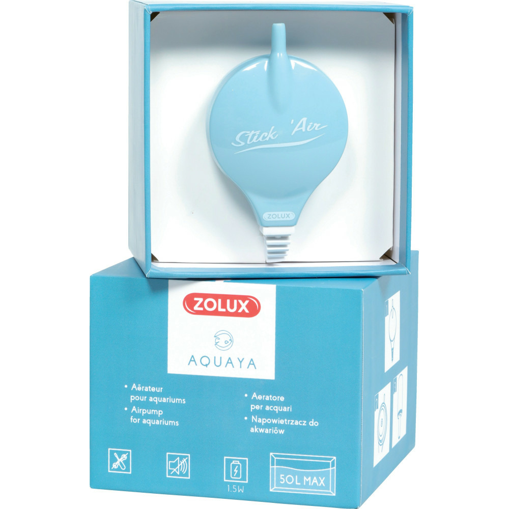 Bulleur aérateur 1.5w débit 18.6 l/h bleu pour aquarium max 50 litres