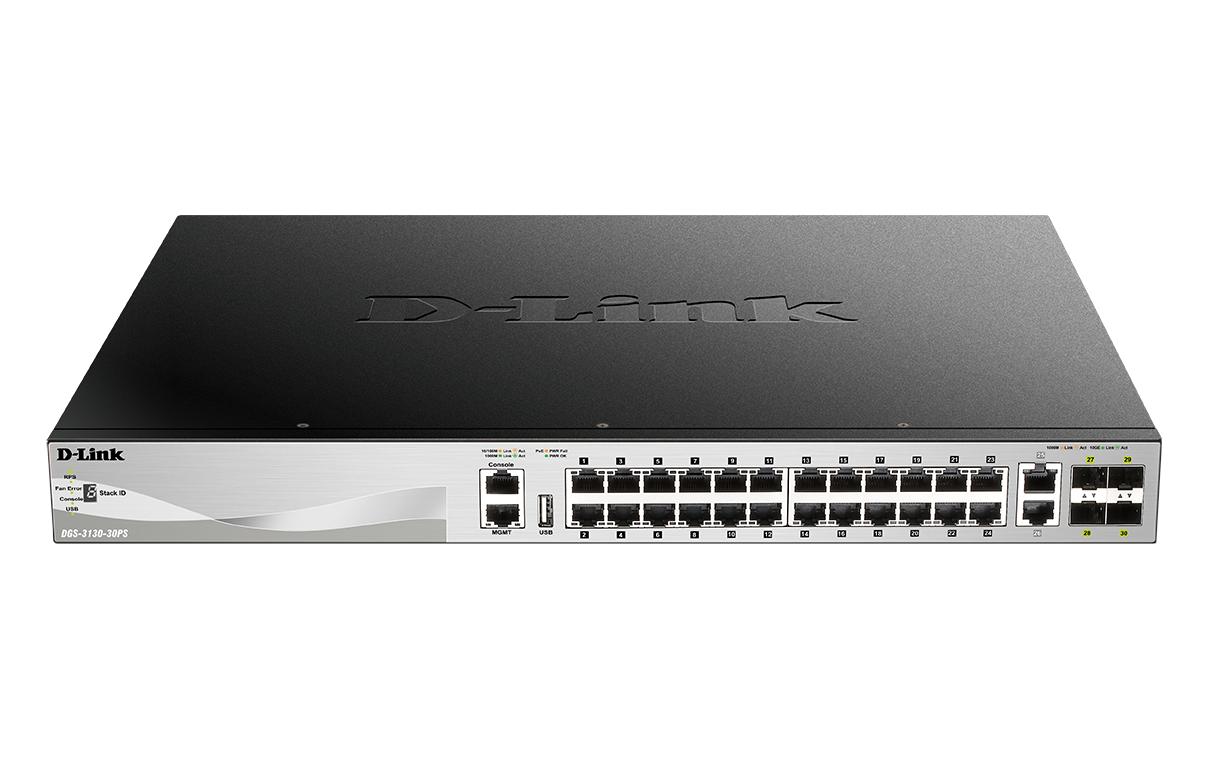 PoE Switch DGS-3130-30PS 30 Port<br>Gigabit Layer 3 Stackable Managed Switches DGS-3130 Series