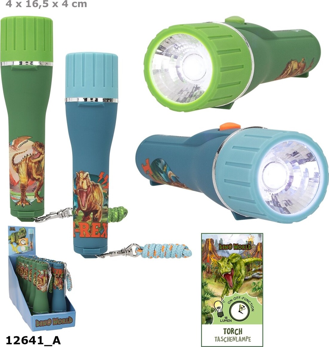 Lommelygte Til Børn - Timerfunktion - Dino World - Assorteret
