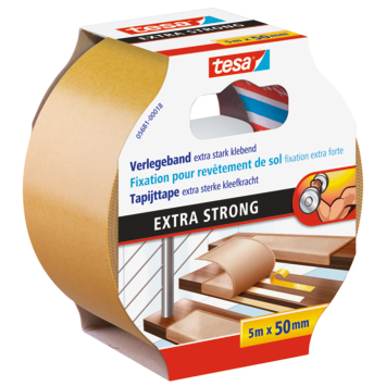 Tesa tapijttape extra sterk 50 mm 5 meter geel