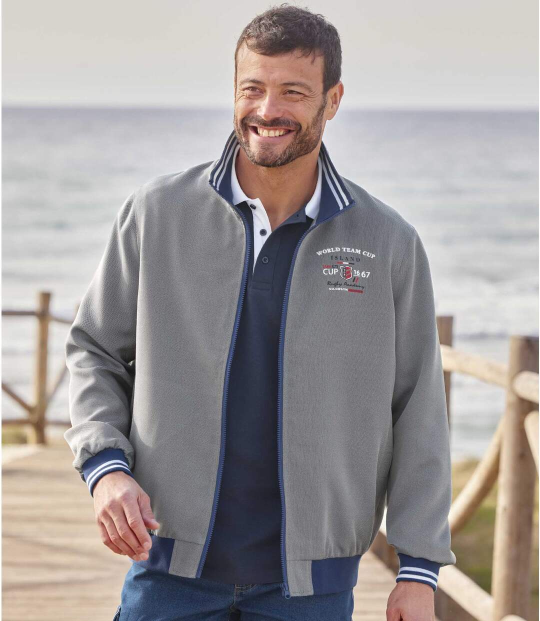Blouson Microfibre Effet Chambray