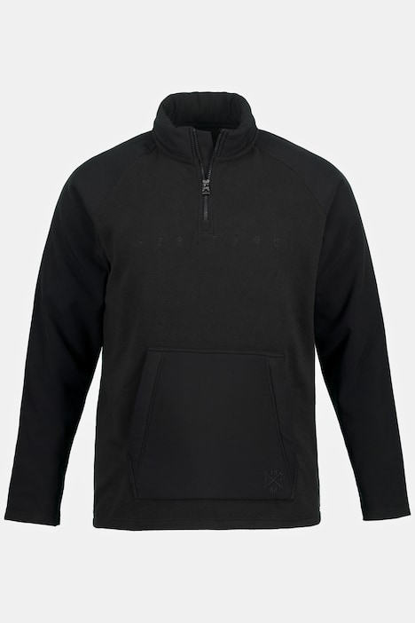 Fleecetroyer, Materialmix, Outdoor, Stehkragen, Kängurutasche, Raglan-Ärmel