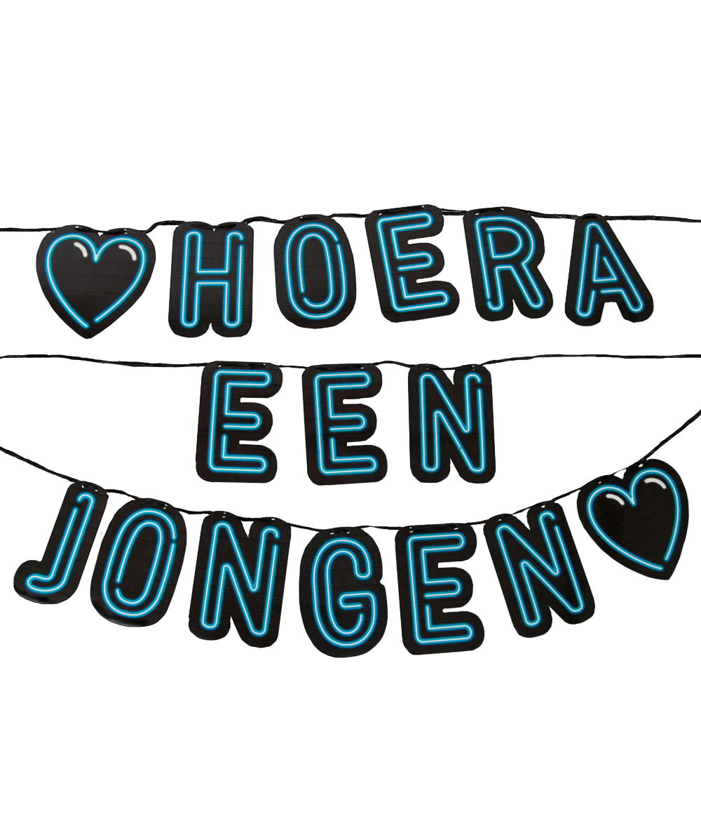 Geboorte Letterslinger Hoera een Jongen Neon 5m