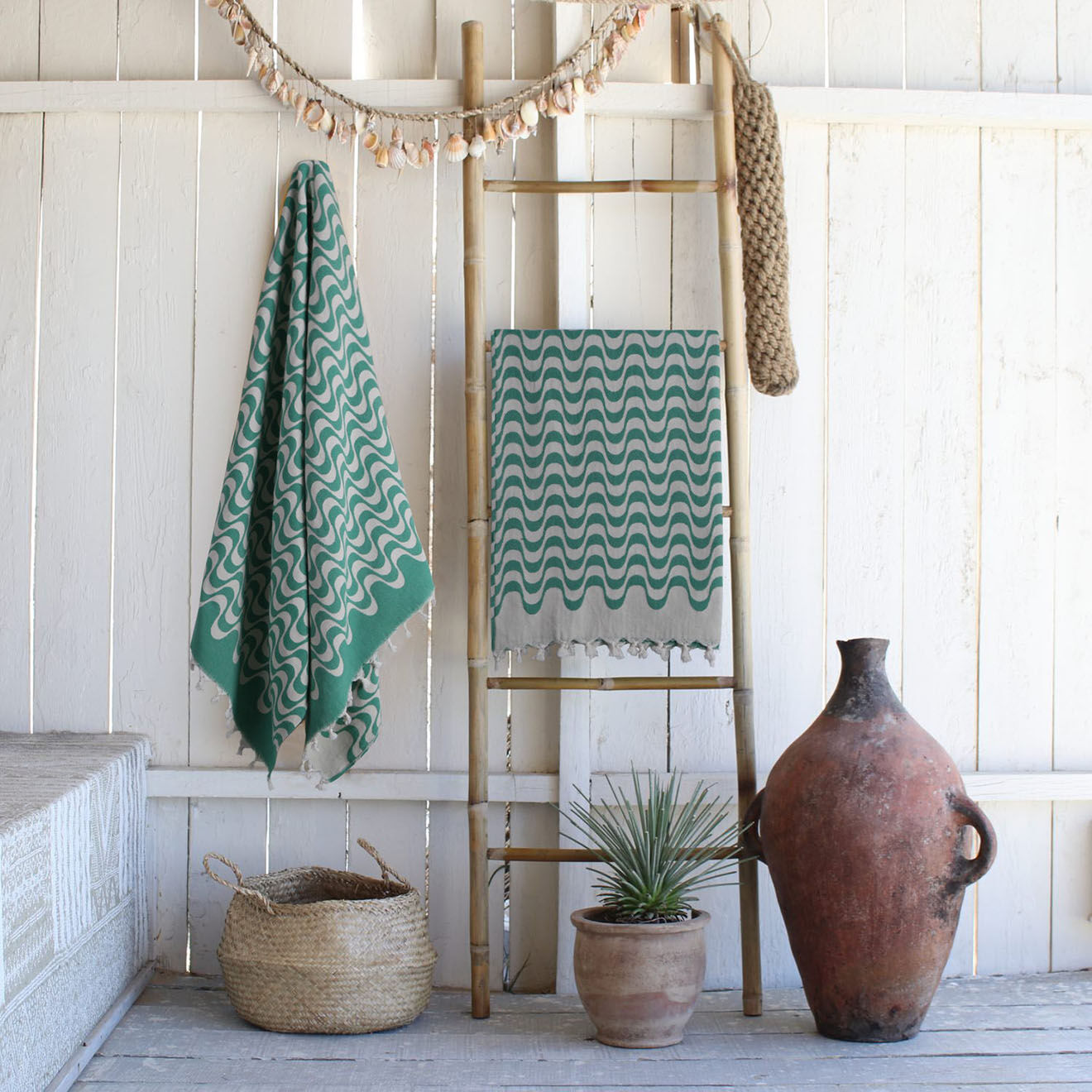 Febronie Fouta reversible Cabana vert - 100x200 cm