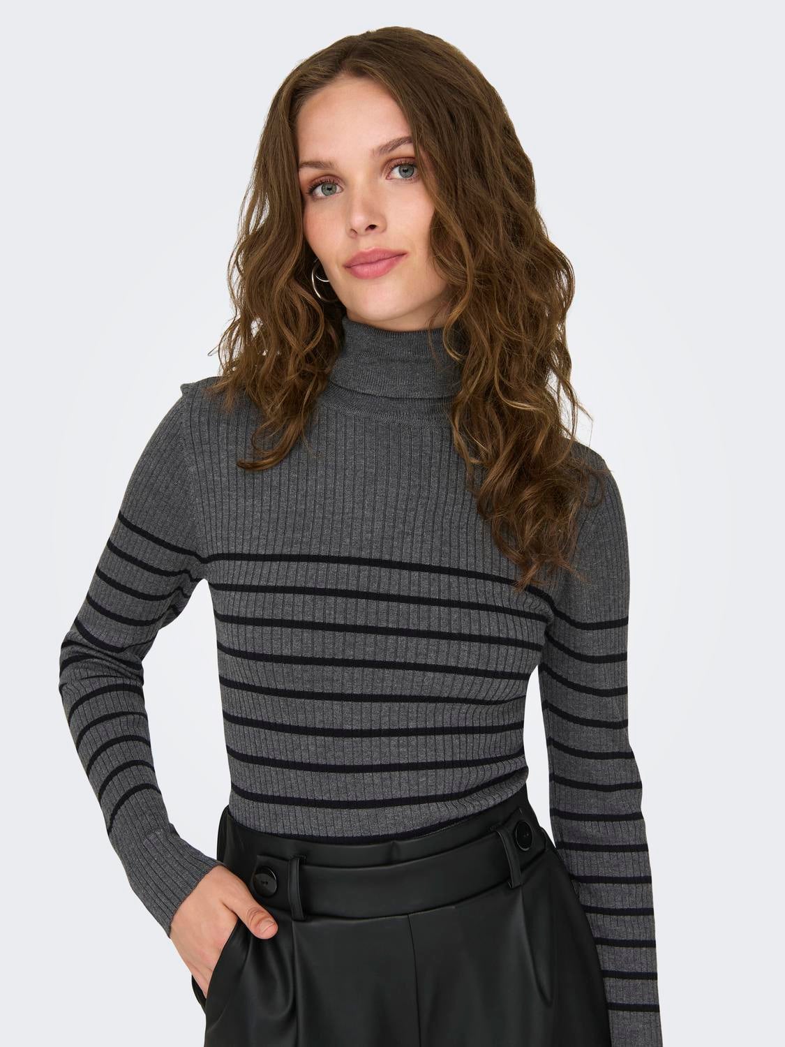 JDYPLUM Strickpullover Dark Grey Melange