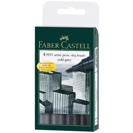 Faber-Castell Tuschestift PITT artist pen cold grey, 4er Etui