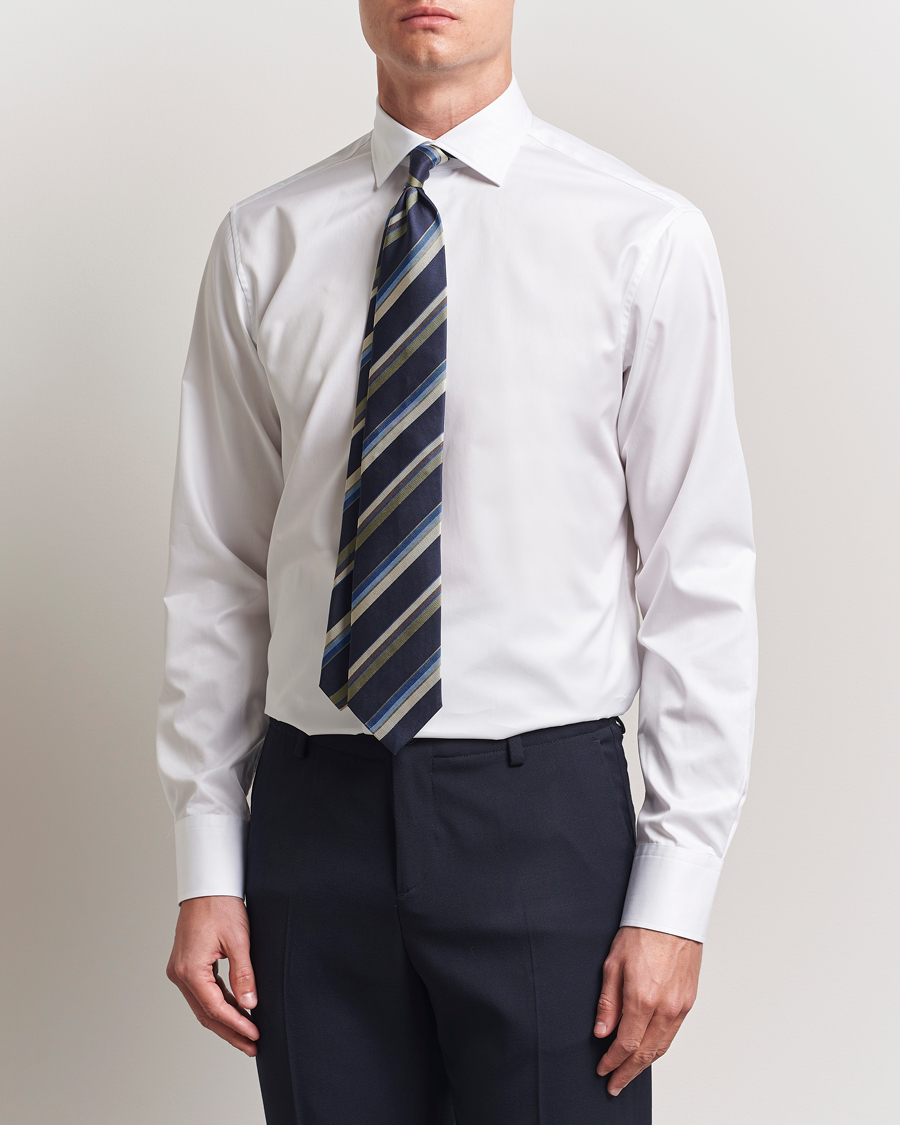 Stenströms Fitted Body Cotton Twill Cut Away Shirt White
