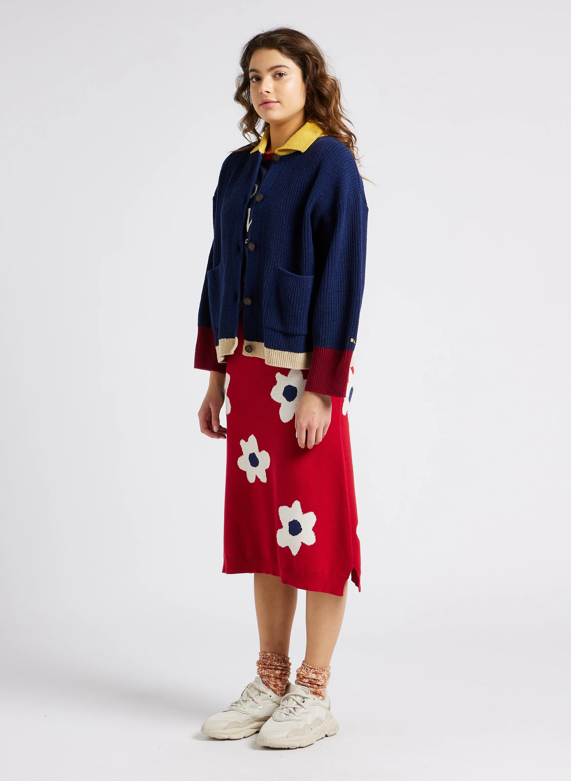 Tee-shirt col rond imprimé en coton bio| Bleu